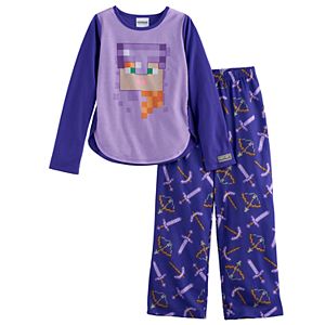 Girls 6-14 Minecraft Alex Top & Bottoms Pajama Set
