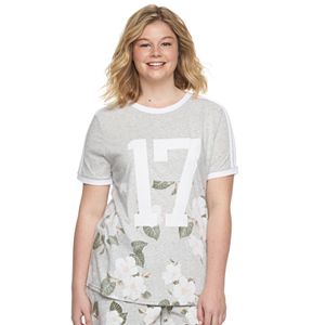 Juniors' Plus Size SO® Ringer Graphic Tee