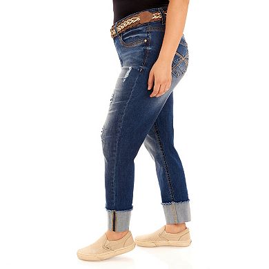 Juniors' WallFlower Curvy Ripped Ankle Jeans