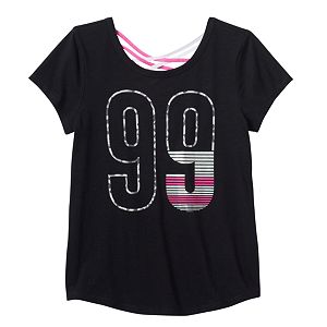 Girls 7-16 SO® Criss Cross Back Active Graphic Tee