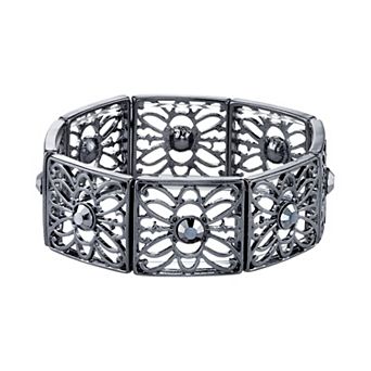 1928 Round Stone Filigree Stretch Bracelet