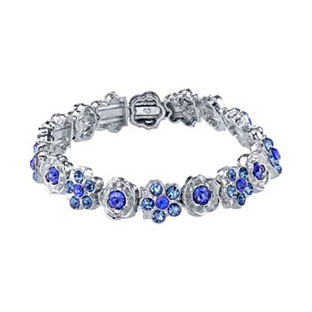1928 Simulated Crystal Floral Stretch Bracelet