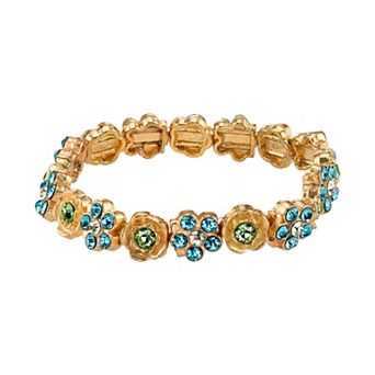 1928 Simulated Crystal Floral Stretch Bracelet