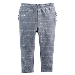 Baby Girl Jumping Beans® Foiled Heart Ruffled Leggings