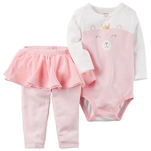 Baby Girl Carter's Bear Princess Bodysuit & Tutu Leggings Set