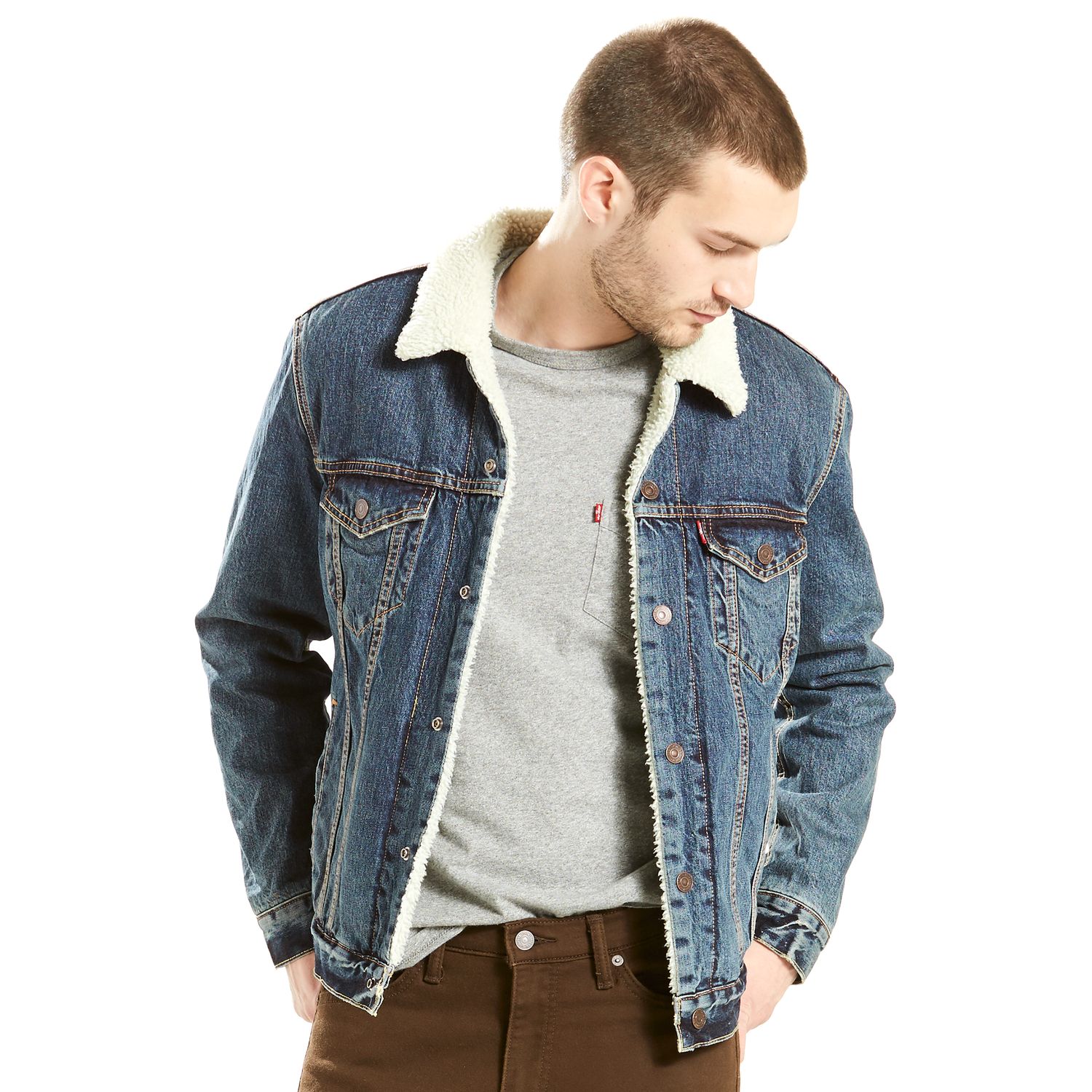 big and tall sherpa lined denim jacket