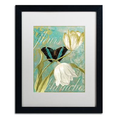 Trademark Fine Art White Tulips Black Framed Wall Art