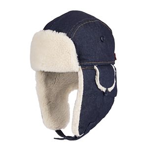 Men's Levi's® Sherpa-Lined Wool-Blend Washed Denim Trapper Hat
