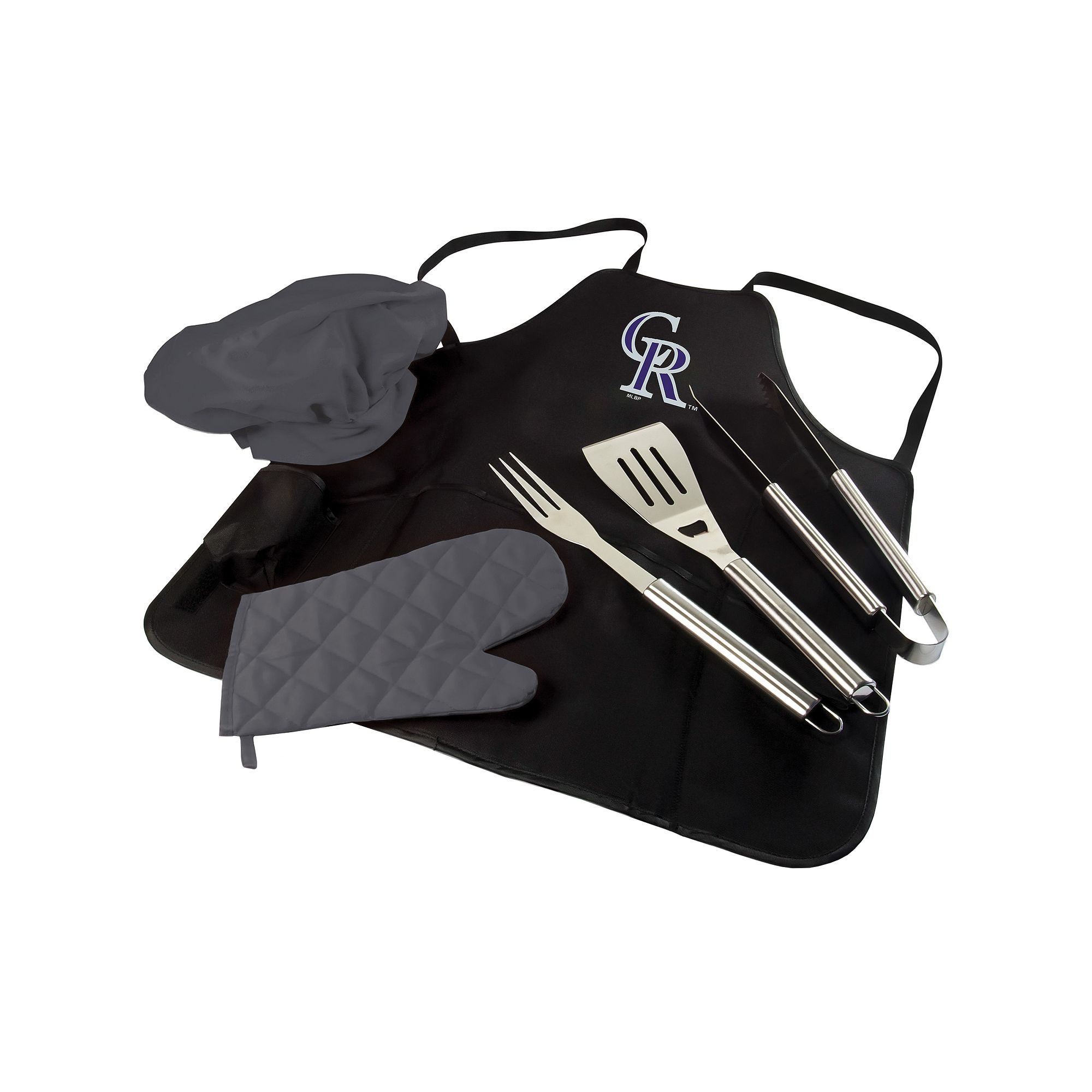 Picnic Time Colorado Rockies BBQ Apron, Utensil & Tote Set, Black