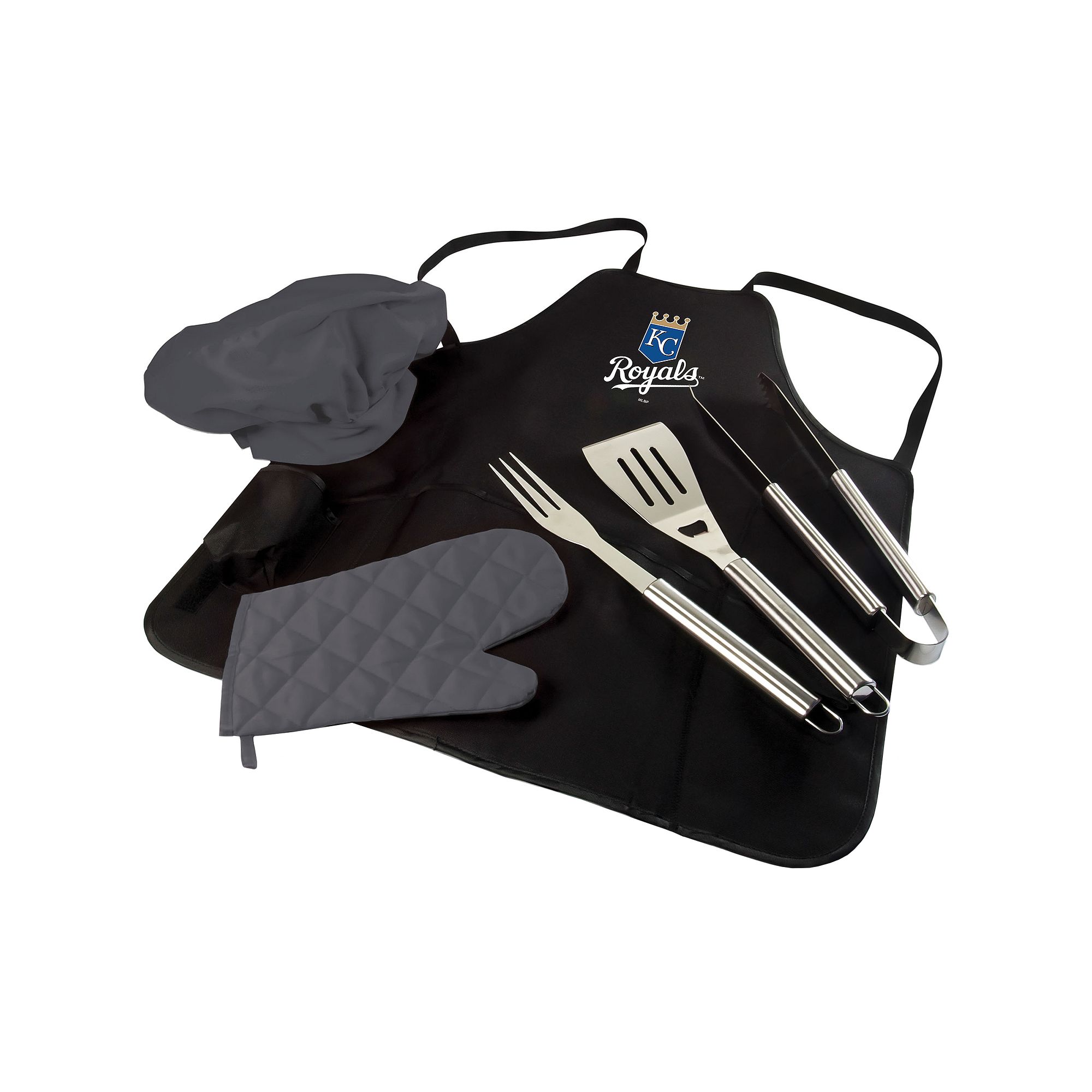 Picnic Time Kansas City Royals BBQ Apron, Utensil & Tote Set, Black
