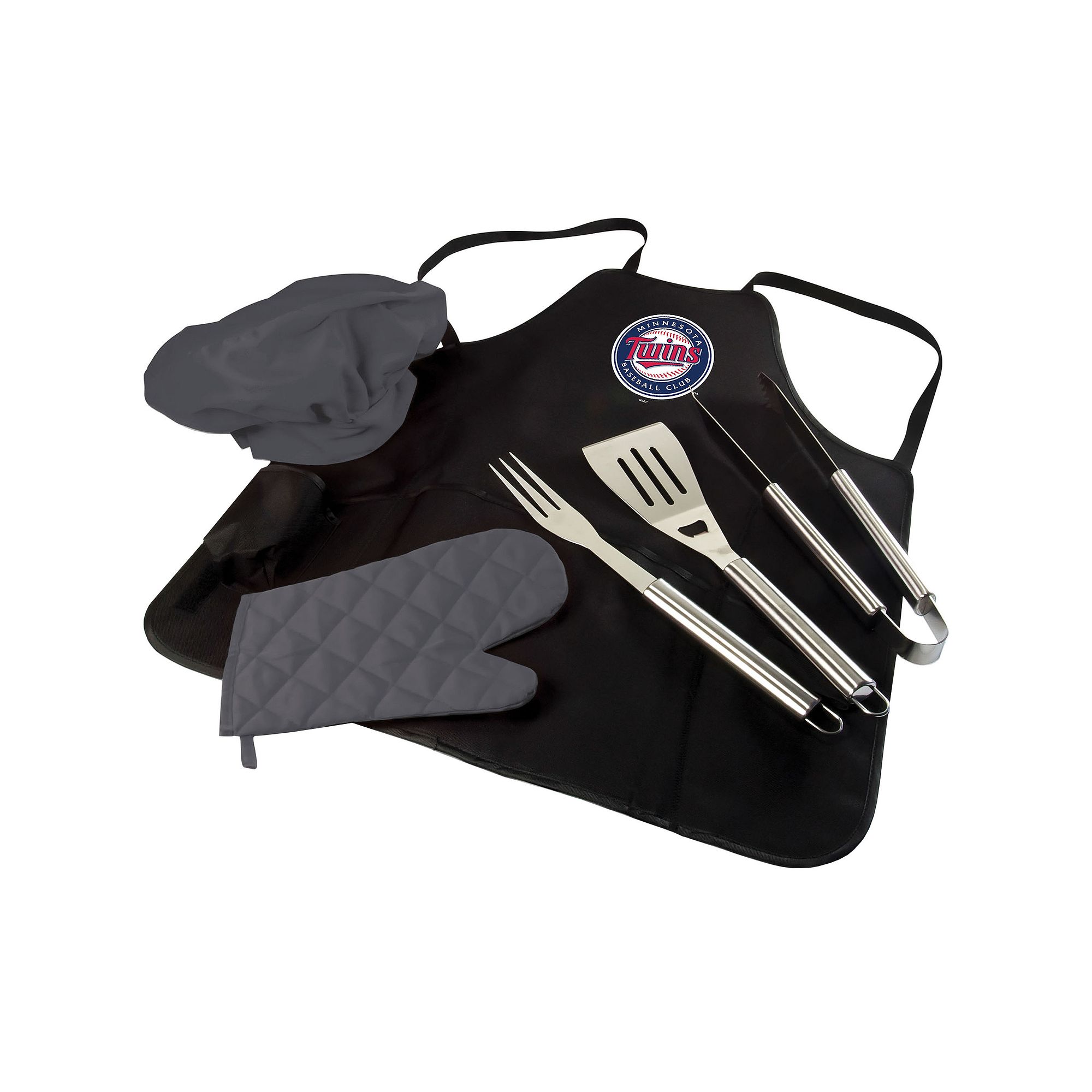 Picnic Time Minnesota Twins BBQ Apron, Utensil & Tote Set, Black