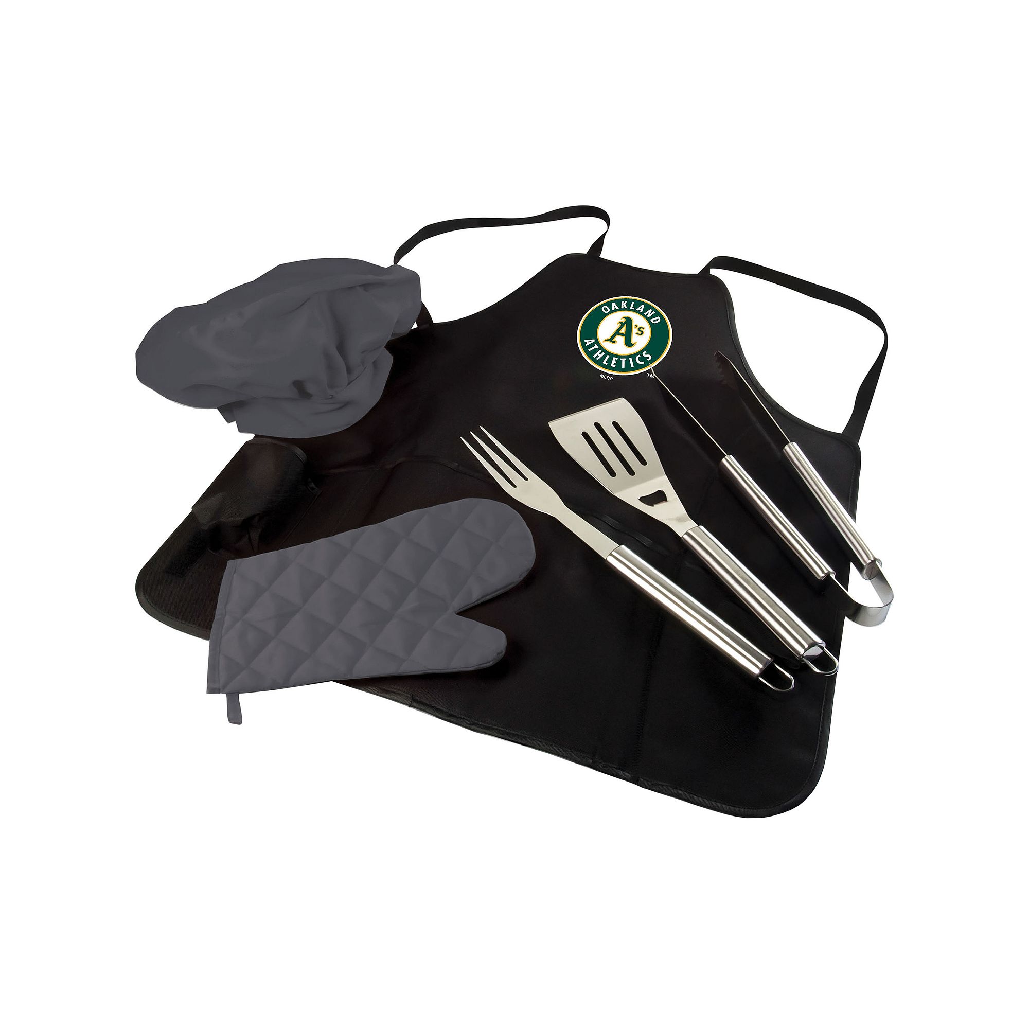 Picnic Time Oakland Athletics BBQ Apron, Utensil & Tote Set, Black