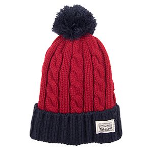 Men's Levi's® Colorblock Cable-Knit Cuffed Pom Beanie