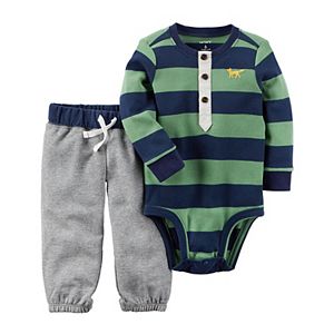 Baby Boy Carter's Striped Henley Bodysuit & Pants Set