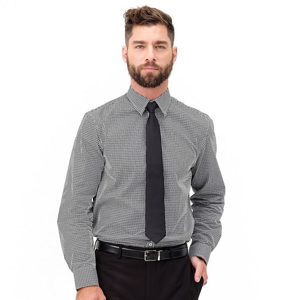 princess polly baby blue dress Men's Big & Tall Westport Black Long Sleeve Spread Collar Windowpane Plaid Sport Shirt Grey Multi / 4XB main image 0