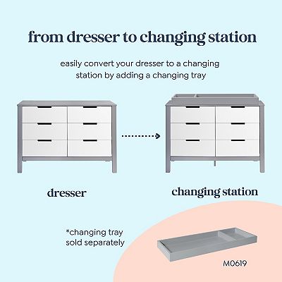 carter's by davinci colby 6-drawer dresser in grey and white Carter's by DaVinci Colby 6-Drawer Dresser