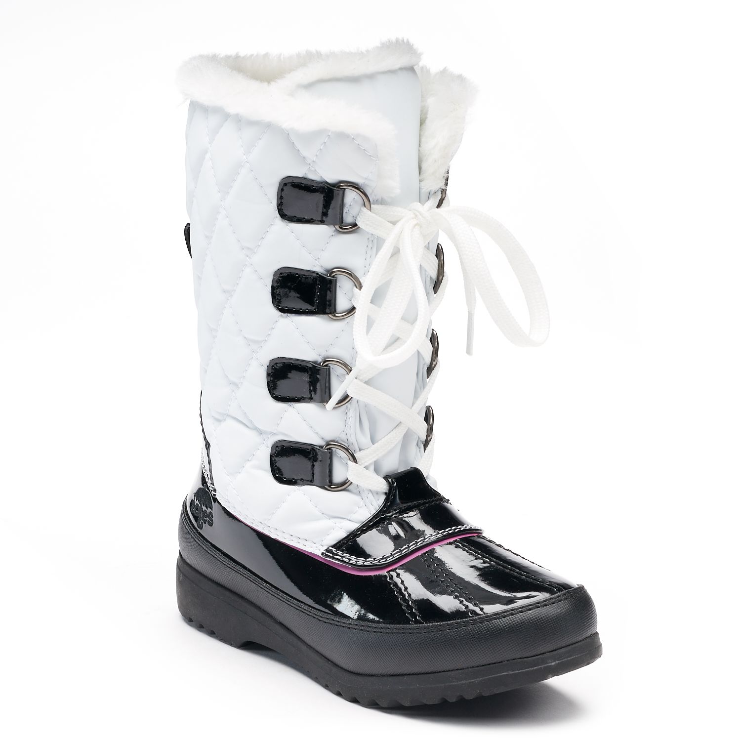 totes black and white boots
