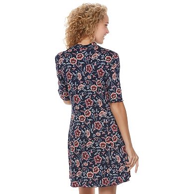 Juniors' WallFlower Floral Mockneck Shift Dress
