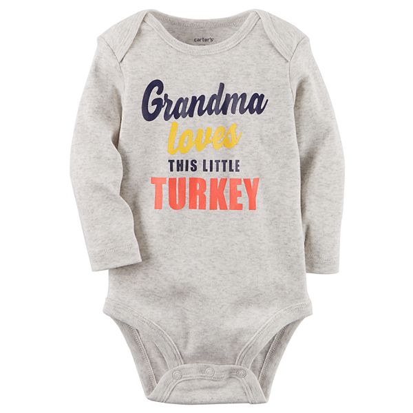 New Carters Baby Grandma Little Turkey One Piece First Thanksgiving  3 9 12 M 