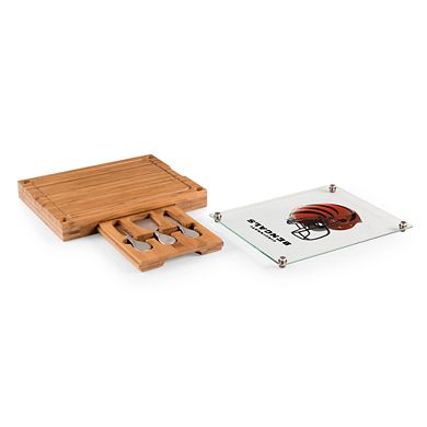 Picnic Time Cincinnati Bengals Concerto Bamboo Cutting Board and Cheese Tools Set