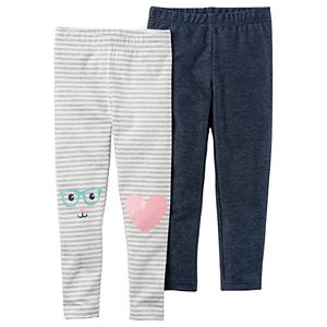 Baby Girl Carter's 2-pk. Striped & Denim-Like Leggings