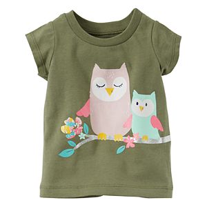 Baby Girl Carter's Glittery Owl Graphic Short-Sleeve Tee