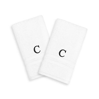 Linum Home Textiles 2-pack Black Monogram Hand Towel