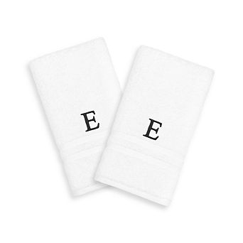 Linum Home Textiles 2-pack Black Monogram Hand Towel