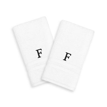 Linum Home Textiles 2-pack Black Monogram Hand Towel