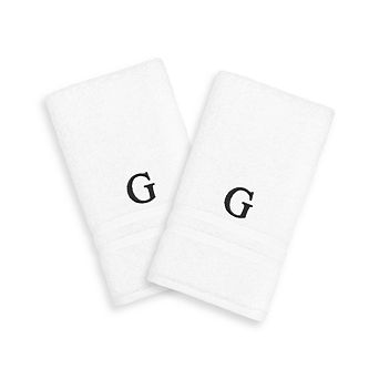 Linum Home Textiles 2-pack Black Monogram Hand Towel