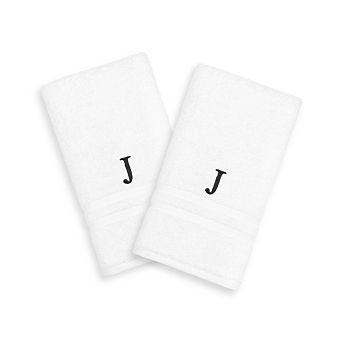 Linum Home Textiles 2-pack Black Monogram Hand Towel