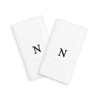 Linum Home Textiles 2-pack Black Monogram Hand Towel