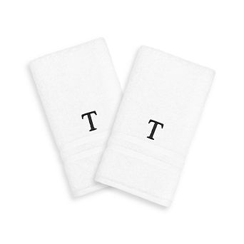 Linum Home Textiles 2-pack Black Monogram Hand Towel