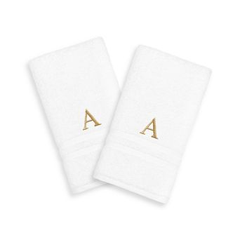 Linum Home Textiles 2-pack Gold-Tone Monogram Hand Towel