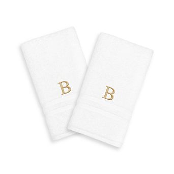 Linum Home Textiles 2-pack Gold-Tone Monogram Hand Towel