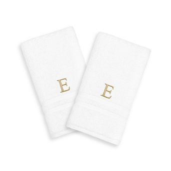 Linum Home Textiles 2-pack Gold-Tone Monogram Hand Towel
