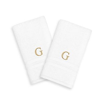 Linum Home Textiles 2-pack Gold-Tone Monogram Hand Towel