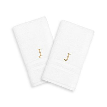 Linum Home Textiles 2-pack Gold-Tone Monogram Hand Towel