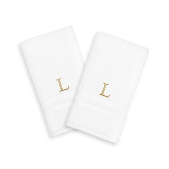 Linum Home Textiles 2-pack Gold-Tone Monogram Hand Towel