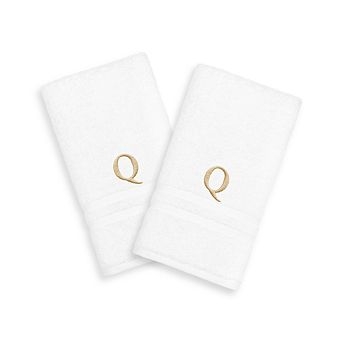 Linum Home Textiles 2-pack Gold-Tone Monogram Hand Towel