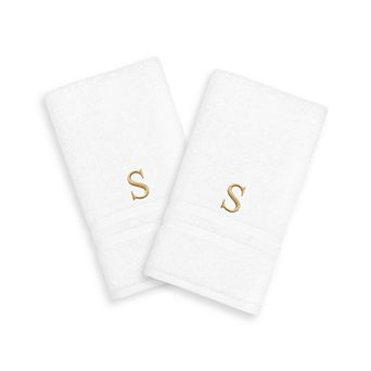 Linum Home Textiles 2-pack Gold-Tone Monogram Hand Towel