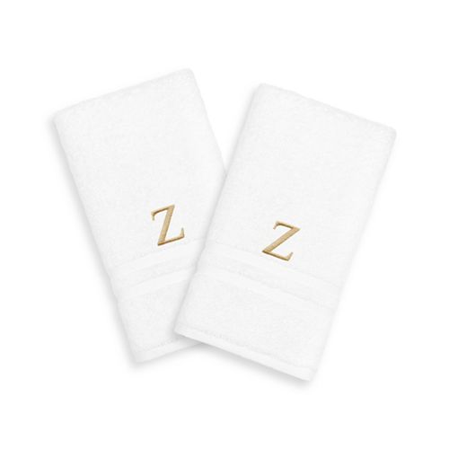 Linum Home Textiles 2pack GoldTone Monogram Hand Towel
