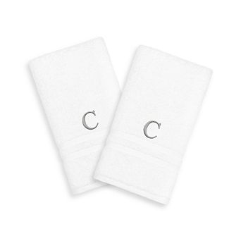 Linum Home Textiles 2-pack Silver-Tone Monogram Hand Towel