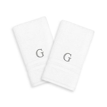 Linum Home Textiles 2-pack Silver-Tone Monogram Hand Towel