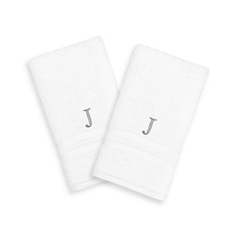 Linum Home Textiles 2-pack Silver-Tone Monogram Hand Towel