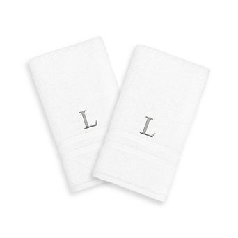 Linum Home Textiles 2-pack Silver-Tone Monogram Hand Towel