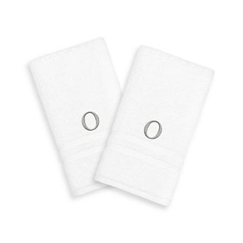 Linum Home Textiles 2-pack Silver-Tone Monogram Hand Towel