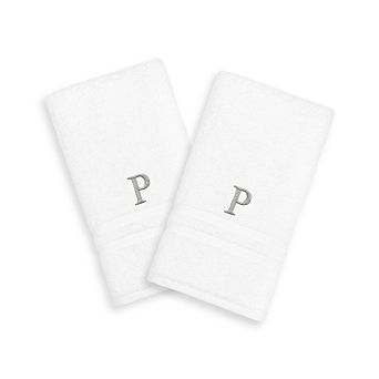 Linum Home Textiles 2-pack Silver-Tone Monogram Hand Towel