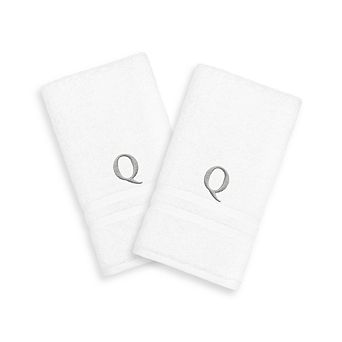 Linum Home Textiles 2-pack Silver-Tone Monogram Hand Towel