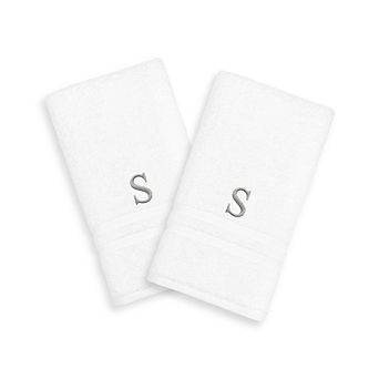 Linum Home Textiles 2-pack Silver-Tone Monogram Hand Towel